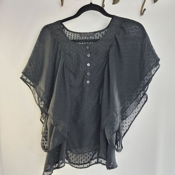 Sanctuary sheer  black flutter sleeve blouse - Picture 8 of 8